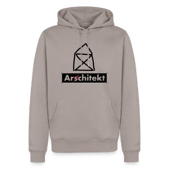Architect engineer Arschitekt 2c - Men’s Premium Organic Hoodie - taupe - Front - Nico (187cm)