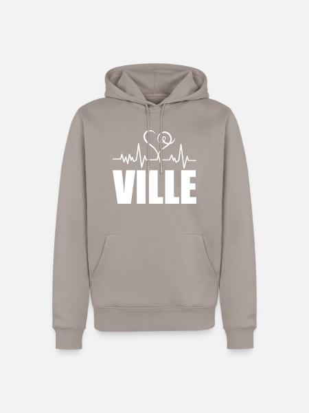 Heartbeat Ville - Männer Premium Bio Hoodie - Taupe