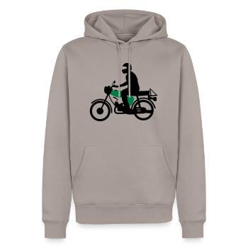 Fahrzeug - Simson S51 - Männer Premium Bio Hoodie - Taupe - Vorne - Nico (187cm)