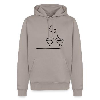 paukenspieler - Männer Premium Bio Hoodie - Taupe - Vorne - Nico (187cm)