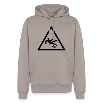 rutschgefahr - Männer Premium Bio Hoodie - Taupe - Vorne - Nico (187cm)