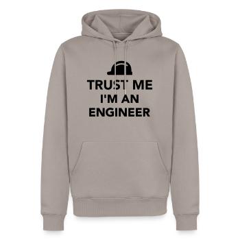 Trust me I'm an Engineer - Sweat à capuche Premium bio Homme - taupe - Devant - Nico (187cm)