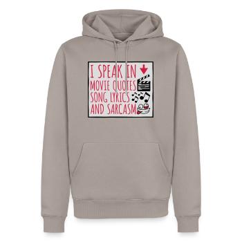 parler des paroles et du sarcasme - Sweat à capuche Premium bio Homme - taupe - Devant - Nico (187cm)