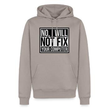 not fix your computer - Männer Premium Bio Hoodie - Taupe - Vorne - Nico (187cm)