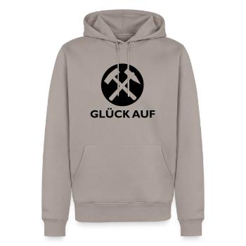 Glück Auf! - Männer Premium Bio Hoodie - Taupe - Vorne - Nico (187cm)