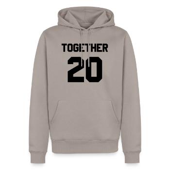 Together since Paarshirt - Männer Premium Bio Hoodie - Taupe - Vorne - Nico (187cm)