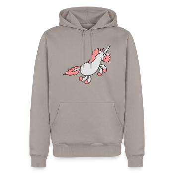 Sweet little licorne de bande dessinée comique - Sweat à capuche Premium bio Homme - taupe - Devant - Nico (187cm)