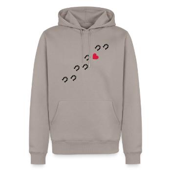 Symbole - Hufe Herz - Männer Premium Bio Hoodie - Taupe - Vorne - Nico (187cm)