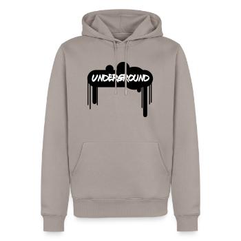 Spray Underground –Graffiti Style Streetart Design - Männer Premium Bio Hoodie - Taupe - Vorne - Nico (187cm)