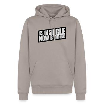 célibataire maintenant votre chance - Sweat à capuche Premium bio Homme - taupe - Devant - Nico (187cm)