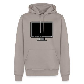 Icon Logo Computer Screen - Men’s Premium Organic Hoodie - taupe - Front - Nico (187cm)