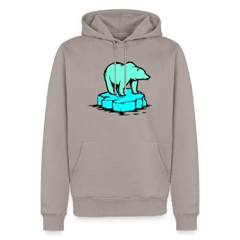 ours blanc - Sweat à capuche Premium bio Homme - taupe - Devant - Nico (187cm)