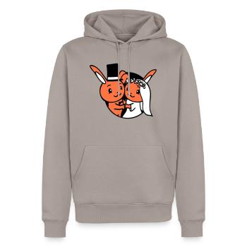 2 Hasen Pärchen Verliebt Frau Mann Reich Zylinder - Männer Premium Bio Hoodie - Taupe - Vorne - Nico (187cm)