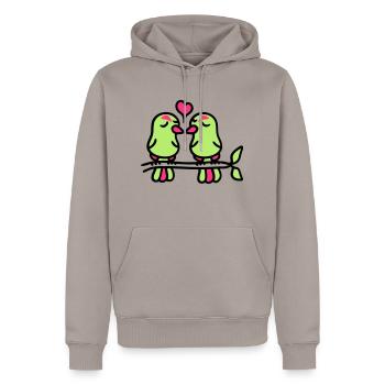 oiseaux dans l'amour 3 - Sweat à capuche Premium bio Homme - taupe - Devant - Nico (187cm)