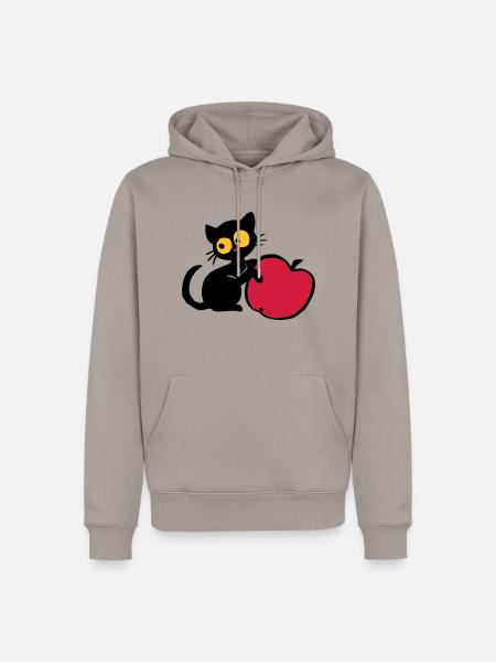 Kätzchen mit Apfel - Männer Premium Bio Hoodie - Taupe