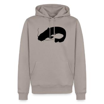 Wels - Männer Premium Bio Hoodie - Taupe - Vorne - Nico (187cm)