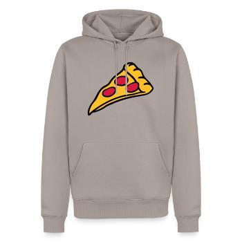 conception Pizza salami fromage - Sweat à capuche Premium bio Homme - taupe - Devant - Nico (187cm)