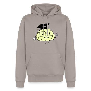 smart brain 02 - Men’s Premium Organic Hoodie - taupe - Front - Nico (187cm)