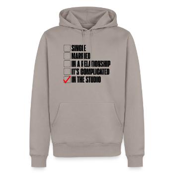 Single, Married, In A Relationship, In The Studio - Men’s Premium Organic Hoodie - taupe - Front - Nico (187cm)