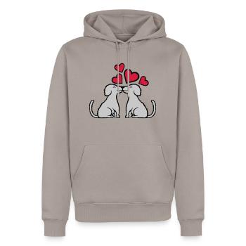 2 verliebte küssende Hunde - Männer Premium Bio Hoodie - Taupe - Vorne - Nico (187cm)