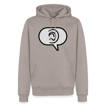 Entendre une bulle de discours de symbole simple - Sweat à capuche Premium bio Homme - taupe - Devant - Nico (187cm)