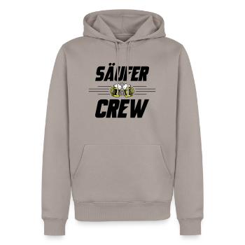 Säufer Crew Bier - Männer Premium Bio Hoodie - Taupe - Vorne - Nico (187cm)