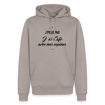 j'peux pas j'ai café avec mes copines - Sweat à capuche Premium bio Homme - taupe - Devant - Nico (187cm)