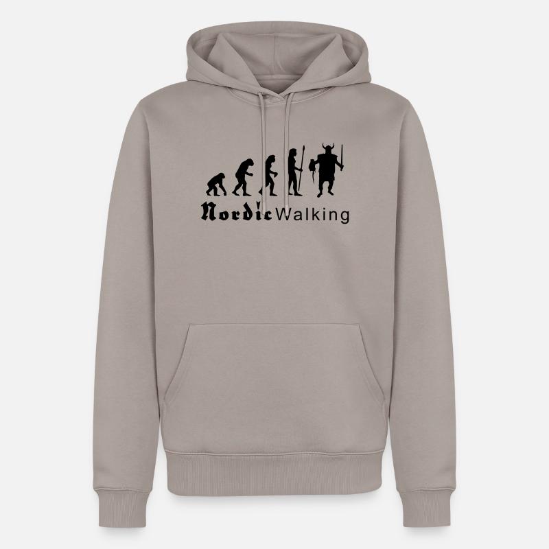 evolution_nordicwalking1 - Männer Premium Bio Hoodie - Taupe
