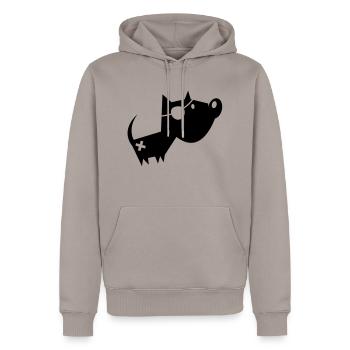 trame! - Sweat à capuche Premium bio Homme - taupe - Devant - Nico (187cm)