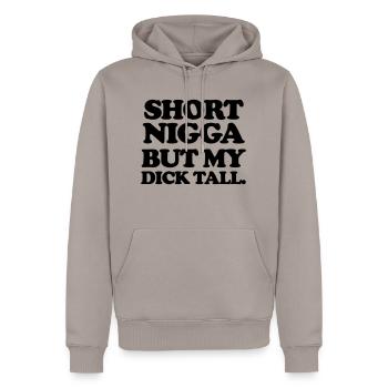 Short but my dick tall - Sweat à capuche Premium bio Homme - taupe - Devant - Nico (187cm)