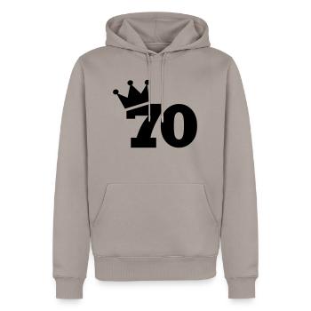 70 - Men’s Premium Organic Hoodie - taupe - Front - Nico (187cm)