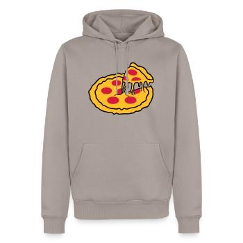 fromage faim morceau salami pizza nourriture délic - Sweat à capuche Premium bio Homme - taupe - Devant - Nico (187cm)