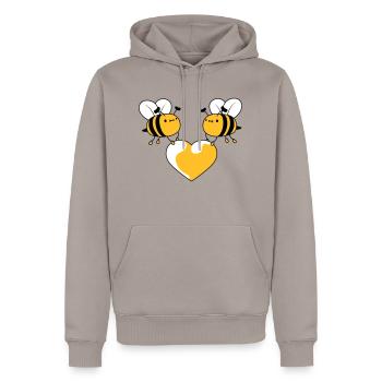 2 bees in love - Men’s Premium Organic Hoodie - taupe - Front - Nico (187cm)