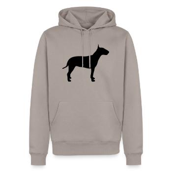 Bull terrier - Men’s Premium Organic Hoodie - taupe - Front - Nico (187cm)