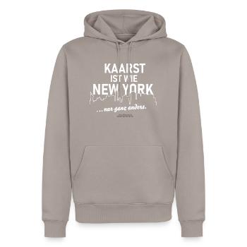 Kaarst - Männer Premium Bio Hoodie - Taupe - Vorne - Nico (187cm)