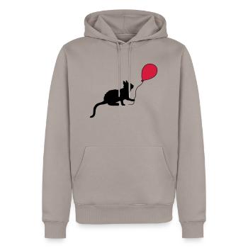 Red Balloon Kitten joue - Sweat à capuche Premium bio Homme - taupe - Devant - Nico (187cm)