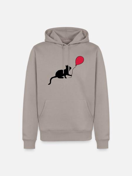 Red Balloon Kitten Plays - Men’s Premium Organic Hoodie - taupe