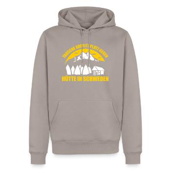 Tausche Arbeitsplatz Gegen Hütte In Schweden - Männer Premium Bio Hoodie - Taupe - Vorne - Nico (187cm)