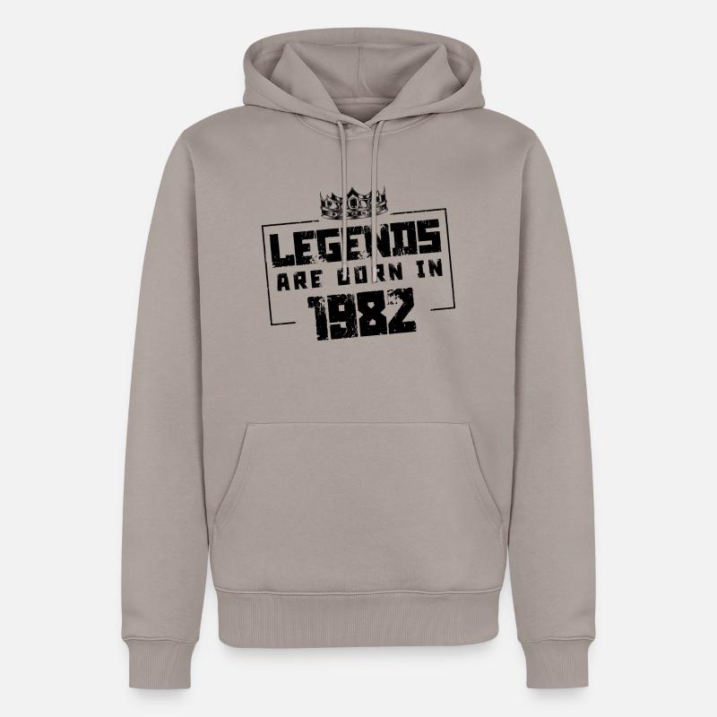 1982 Légendes nées en - Sweat à capuche Premium bio Homme - taupe