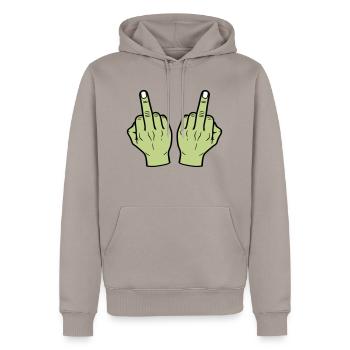 Main du majeur - Sweat à capuche Premium bio Homme - taupe - Devant - Nico (187cm)