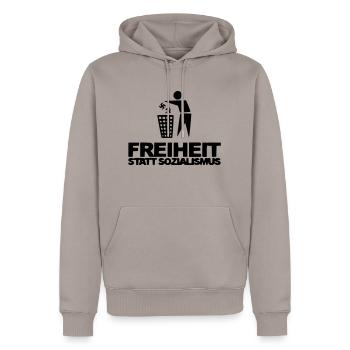 Freiheit statt Sozialismus - Männer Premium Bio Hoodie - Taupe - Vorne - Nico (187cm)