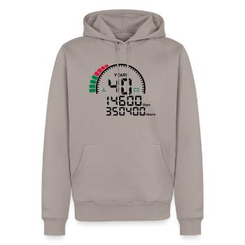 years 40 years anniversary meter - Men’s Premium Organic Hoodie - taupe - Front - Nico (187cm)
