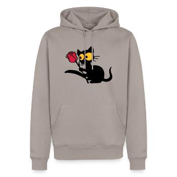 Georgie with tulip - Men’s Premium Organic Hoodie - taupe - Front - Nico (187cm)