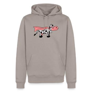 Super Cow Cartoon - Men’s Premium Organic Hoodie - taupe - Front - Nico (187cm)