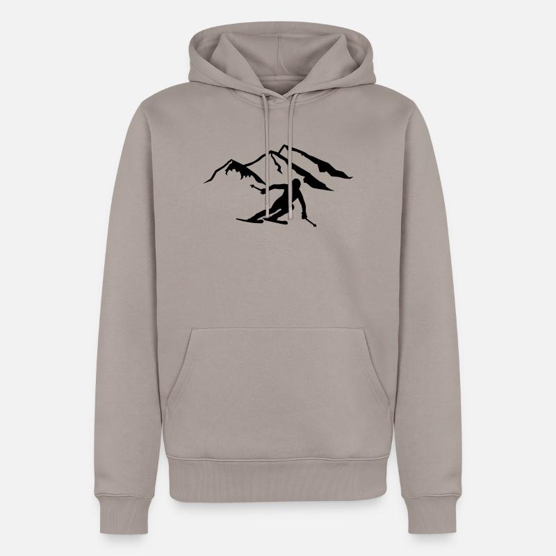 Ski - Sweat à capuche Premium bio Homme - taupe