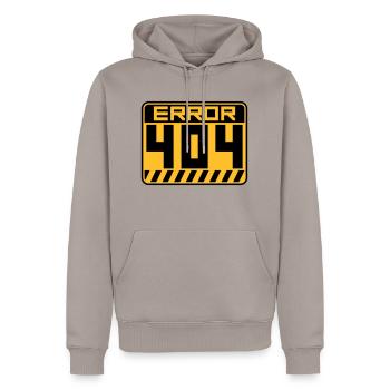 Error 404 Shield Warning - Men’s Premium Organic Hoodie - taupe - Front - Nico (187cm)