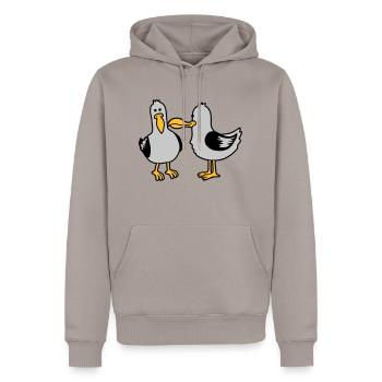 Amis 2 drôles de mouettes - Sweat à capuche Premium bio Homme - taupe - Devant - Nico (187cm)