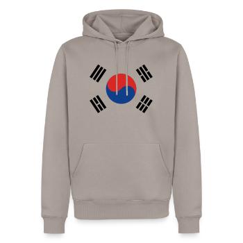 Südkorea - Männer Premium Bio Hoodie - Taupe - Vorne - Nico (187cm)