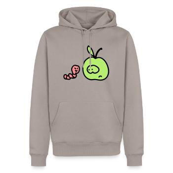 Apfel + Wurm 3 - Männer Premium Bio Hoodie - Taupe - Vorne - Nico (187cm)