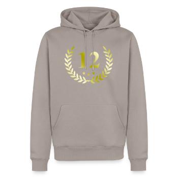 12 Zahl Kranz - Männer Premium Bio Hoodie - Taupe - Vorne - Nico (187cm)